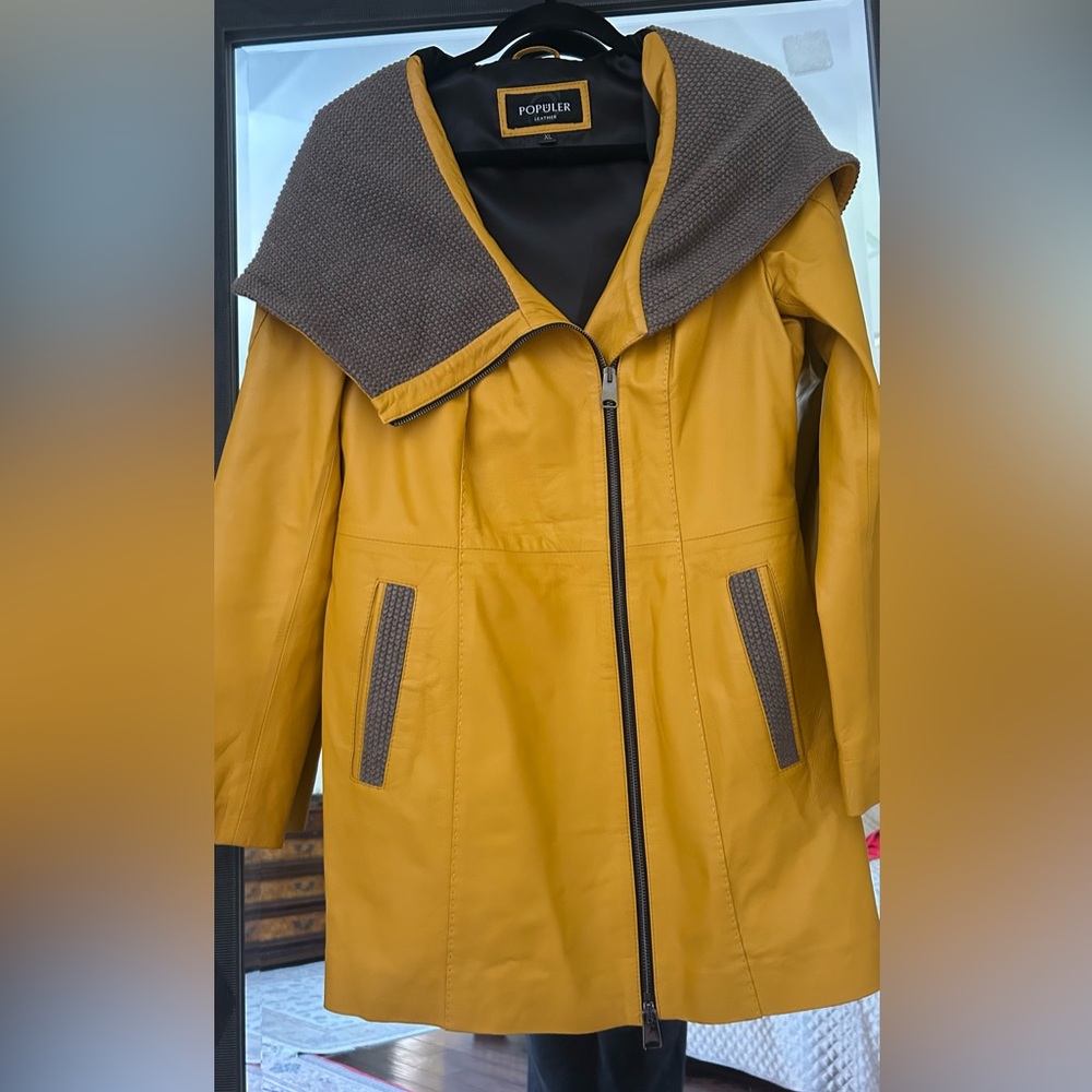 Stylish Mustard Yellow Coat with Black Lining